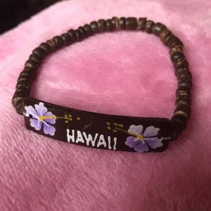 Brown and Purple Flower Hawaii Stretchy Bracelet